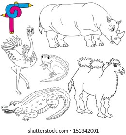 Coloring image wild animals 02 - vector illustration.