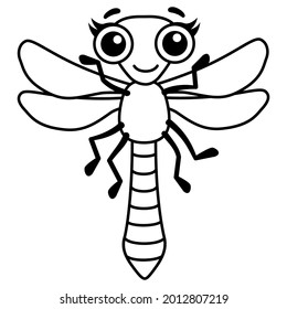 Coloring Insect for children coloring book. Funny dragonfly in a cartoon style