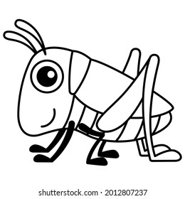 Coloring Insect for children coloring book. Funny grasshopper in a cartoon style