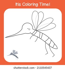 Coloración de la página de la hoja de cálculo de insectos. Hoja de trabajo de coloreado educativo imprimible para niños. Ilustración vectorial en blanco y negro. Educación en técnicas motorizadas.