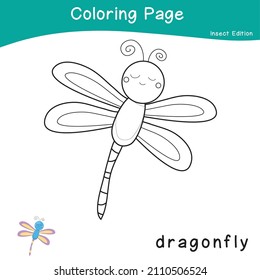 Färben der Insekten-Arbeitsblatt-Seite. Bilddruckfähige Farbtabelle. Farbspiel für Vorschulkinder. Schwarz-Weiß-Vektorgrafik. Ausbildung in Kraftfahrzeugen.