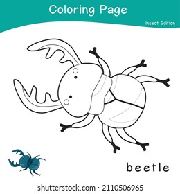 Coloring Insects Worksheet Page Educational Printable Stock Vector ...