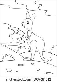 Coloring kangaroo for children vector. Animals isolated object on a white background.