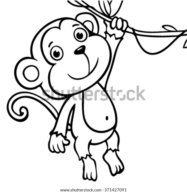 Coloring Kids Monkey Chinese New Year Stock Vector (Royalty Free) 371427091