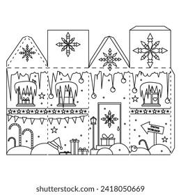 Coloring kids paper craft christmas cut glue hose winter illustration