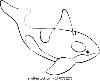 Coloring Killer Whale Line Art.  Aquatic Graphic Icon.