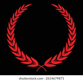 Coloring laurel wreath circle design on a black background