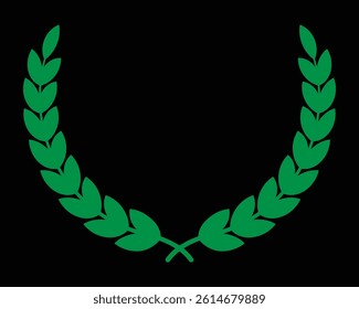 Coloring laurel wreath circle design on a black background