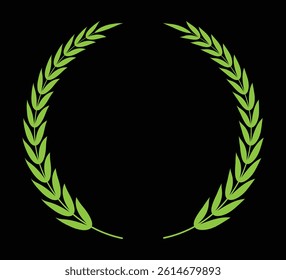Coloring laurel wreath circle design on a black background
