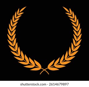 Coloring laurel wreath circle design on a black background