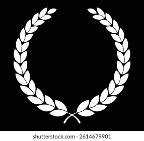 Coloring laurel wreath circle design on a black background