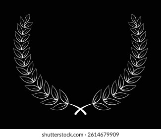 Coloring laurel wreath circle design on a black background