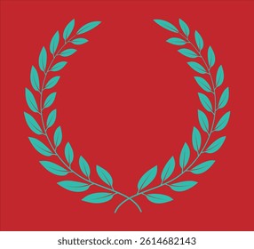 Coloring laurel wreath circle design on a color background