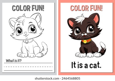 Coloring and learning activity with adorable cats
