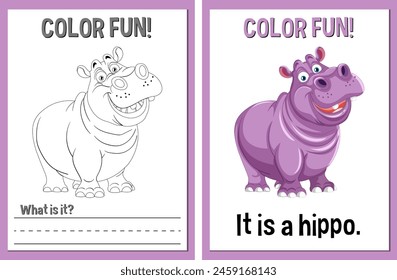 Coloring and learning activity with a hippo