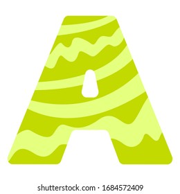 Farbbuchstabe A. Vektorillustration des Ornaments. Grün