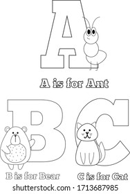 Coloring letter C all objects in one printable vector