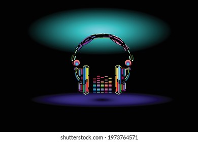 A coloring light headphone graphic design for advertisement. vector illustration.