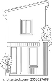 Coloring and Linework Vector of Storefront, Estate, Home, House, Shop, Store, Building.