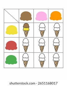 Coloring logic table for kids, logic table worksheet for kindergarten, complete the table worksheet