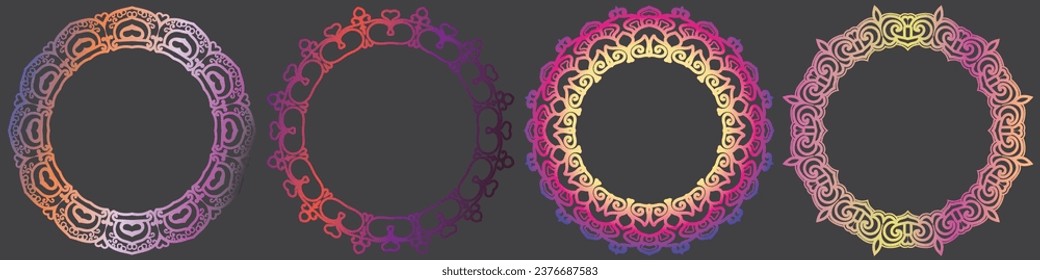 coloring mandala art frame set.