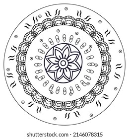 Coloring Mandala Art Simple Mandala Shape Vector Floral Oriental Outline Flower Vintage Decorative Elements Pattern Illustration Arabic Indian Turkish Mystic Ottoman.coloring book page