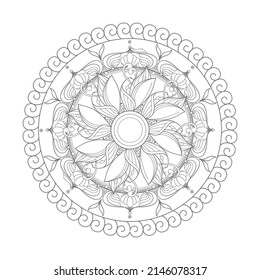 Colores Mandala Art Sencillo Mandala Forma de vector Floral Esquema oriental Flor Vintage Elementos decorativos Ilustración árabe indio turco místico otomano.color página del libro
