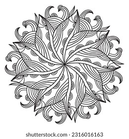 Coloring mandala black and white circle pattern