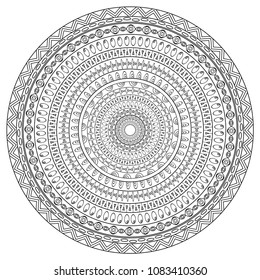 Coloring mandala in hand drawn doodle style