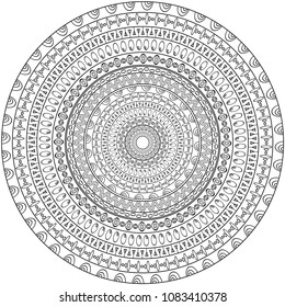 Coloring mandala in hand drawn doodle style