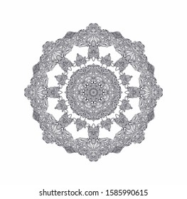 Coloring mandala, rosette, snowflake, on white background