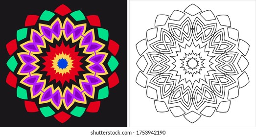 Coloring mandala template for adults and kids.