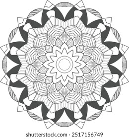 Coloring Mandala vector on white background.