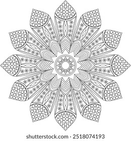 Colorir Mandala vetor em fundo branco.