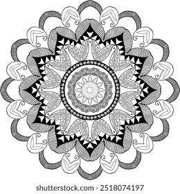 Colorir Mandala vetor em fundo branco.