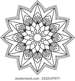 Coloring Mandala vector on white background.