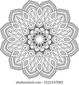 Coloring Mandala vector on white background.