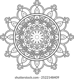 Vector de mandala para colorear sobre fondo blanco.