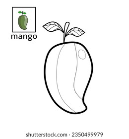 Coloring mango vector illustration for kids and education 