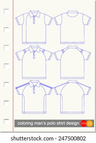 coloring man's polo shirt design, Vector illustration