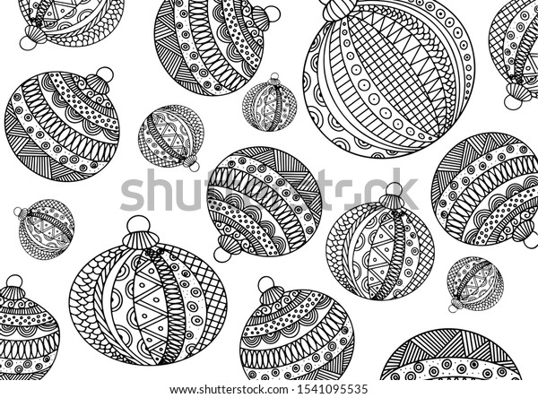Coloring Many Christmas Tree Balls Antistress Stock Vector Royalty Free 1541095535