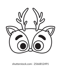 Coloring Mask Reindeer Rudolph Line Art