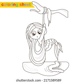 Coloring Mermaids Activity. Coloring Sheet For Children. Vector Illustrations.