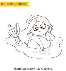 Coloring Mermaids Activity. Coloring Sheet For Children. Vector Illustrations.