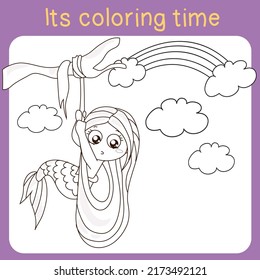 Coloring Mermaids Activity. Coloring Sheet For Children. Vector Illustrations.