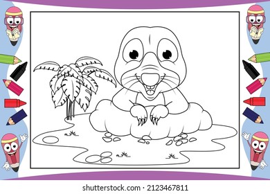 coloring mole animal cartoon for kids