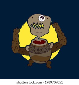 coloring monster, vector illustration for children shirt, background