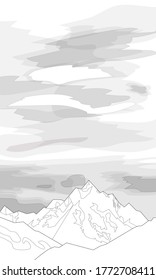 Coloring of mountains against the clouds