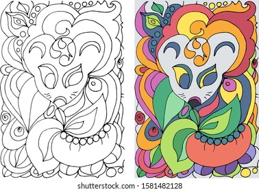 Coloring with the mouse abstract. Symbol of the new year. An interesting activity for adults and children
