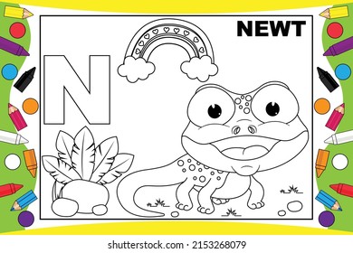 Coloring Newt Cartoon For Kids